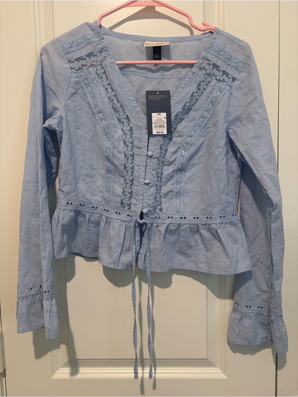 Universal Thread Pale Blue Lace-Trim Peplum Tunic